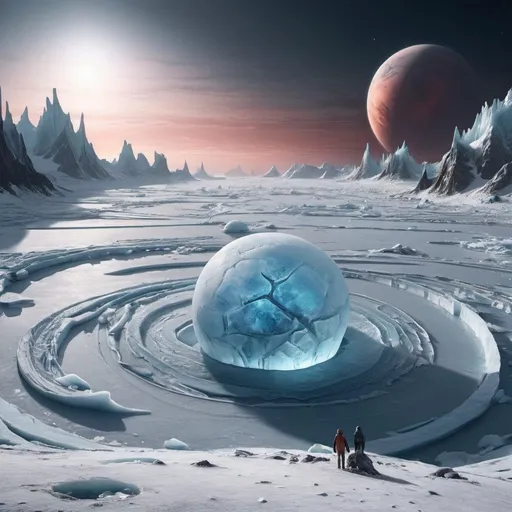 Prompt: Another planet with humans made of ice