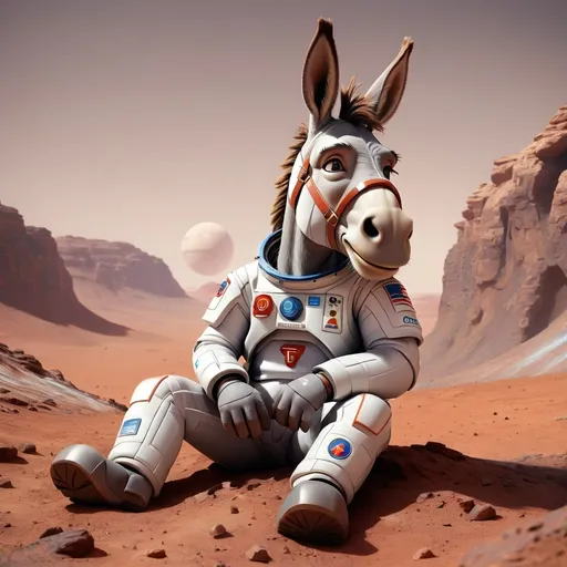 Prompt: Just a chill donkey on mars chilling fr