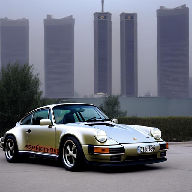 Prompt: Porsche 911 and the Twin Towers