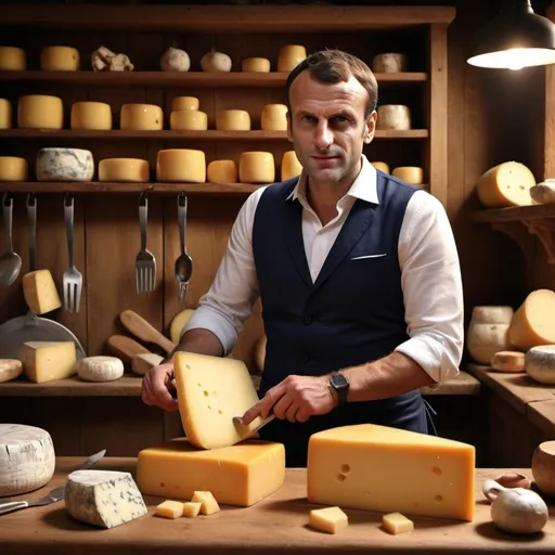 Prompt: Macron accidently curdled the cheese