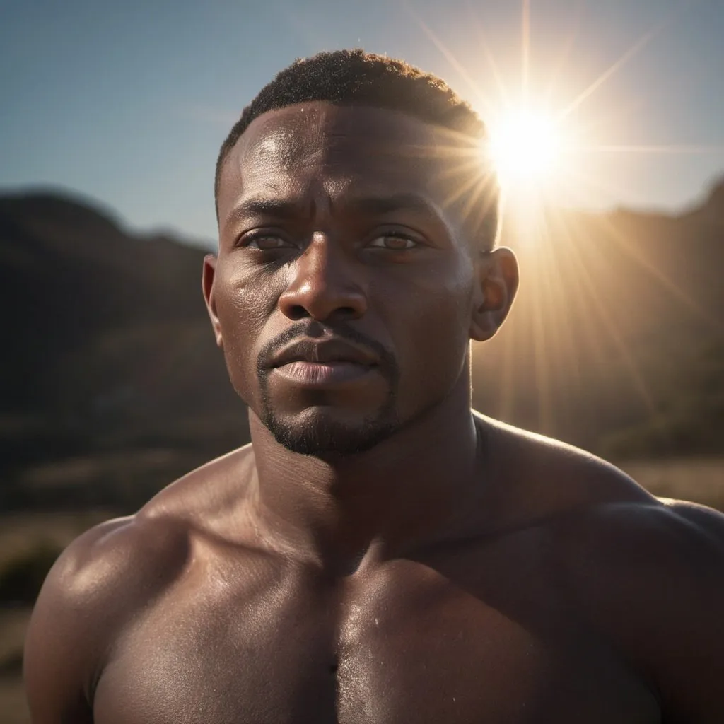 Prompt: hyper realistic, black God, high-res, ultra-detailed, dramatic lighting, sun in background, 
