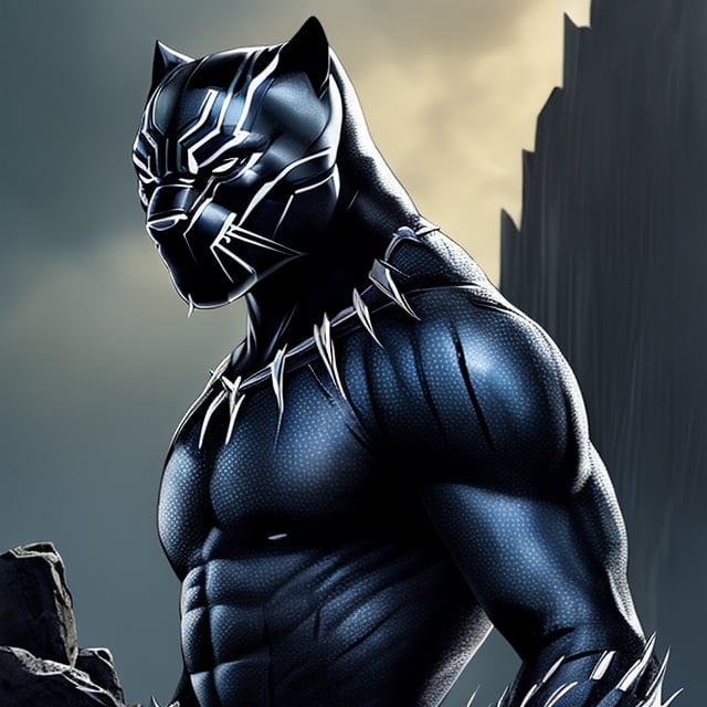 Prompt: black panther, standing on mountain, digital illustration, detailed fur and sleek design, intense and focused gaze, full body picture, standing on top of mountain setting, dramatic lighting, high res, ultra-detailed, digital illustration, gangster, sleek design, detailed, intense gaze, urban city, dramatic lighting.
