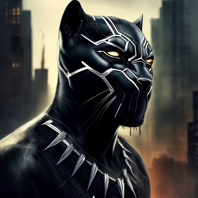 Prompt: Gangster black panther,money, digital illustration, detailed fur and sleek design, intense and focused gaze, urban city setting, dramatic lighting, high res, ultra-detailed, digital illustration, gangster, sleek design, detailed fur, intense gaze, urban city, dramatic lighting.
