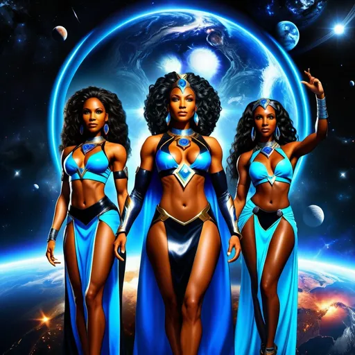 Prompt: black Goddesses of universe, hyper realistic setting, full body, high-res, ultra-detailed,
