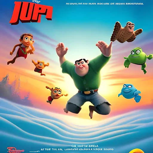 Prompt: The Pixar movie poster of the movie called "Jump-off the Alaska"