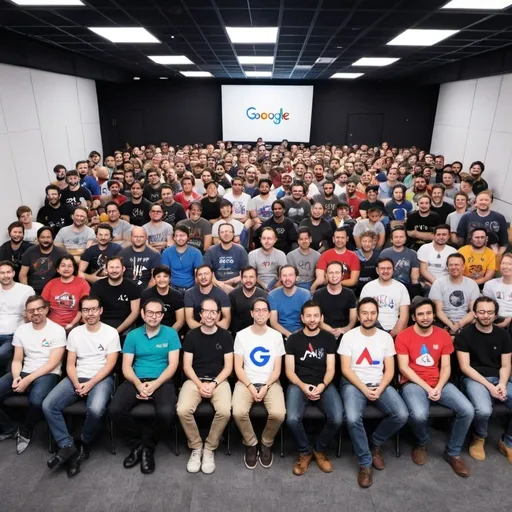 Prompt: google developer group live session 2024,alot of people  join it ,show the people in space

