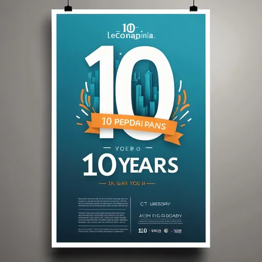 Prompt: Design a poster to celebrate 10 years to open company. 
