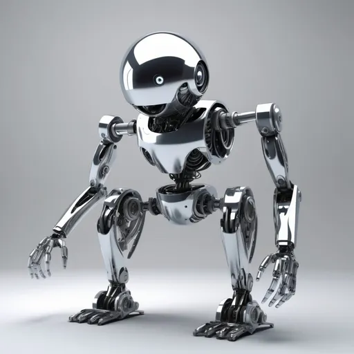 Prompt: Generate an image of an unconventional robot. This robot should have a spherical structure and be made of metal, showcasing a sleek, shiny surface that reflects its surroundings. It should not have any typical robot features, such as arms or legs. Its principal and unique feature should be cameras: imagine the robot equipped with multiple cameras around its body. Nevertheless, it should seem as if it's scanning or patrolling an area. The entire design should exude an air of modernity, depicting a model that hasn't been previously witnessed. This isn't a classical humanoid or a machinery robot; it's an entirely new version, demonstrating the latest trends in futuristic robotics.