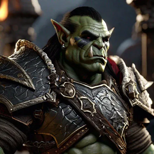 Prompt: D&D orc warlord, highly detailed, professional, render, Sharp focus, HD, UHD, HDR, hyper realistic, medium shot, detailed background