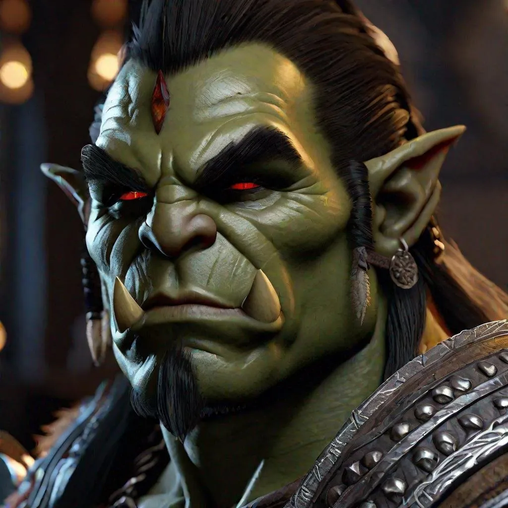 Prompt: D&D orc, highly detailed, professional, render, Sharp focus, HD, UHD, HDR, hyper realistic, medium shot, detailed background