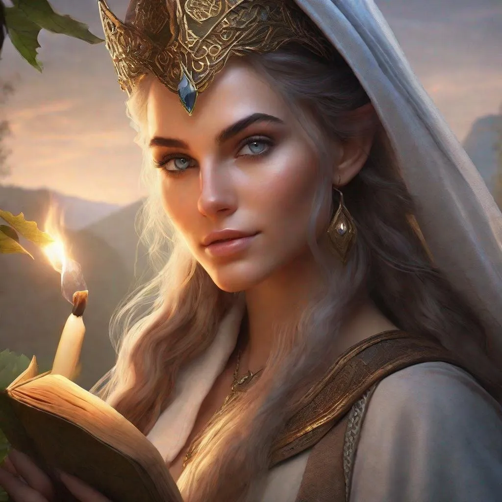 Prompt: high-resolution, Realistic, Young adult, Elf, mage, witch, Wizard, High Fae, Fae, 4k, 128k UHD HDR, High quality, Concept art style, Video game style, perfect eyes, perfect face, high resolution eyes