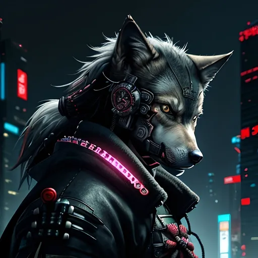 Prompt: Cyberpunk Samurai Wolf