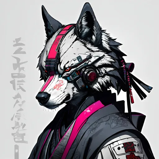 Prompt: Cyberpunk Samurai Wolf