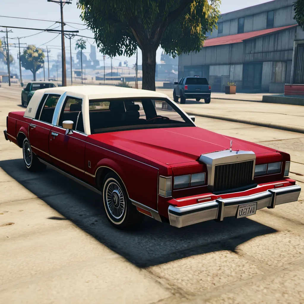 Prompt: gta 5 style 1988 lincoln town car signature series 