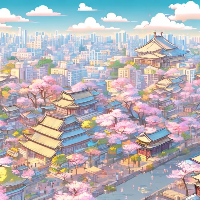 Prompt: Manga-style illustration of Seoul, South Korea, pastel color palette, iconic landmarks, cherry blossom trees, detailed characters with manga expressions, high quality, pastel tones, anime, detailed buildings, professional, soft lighting