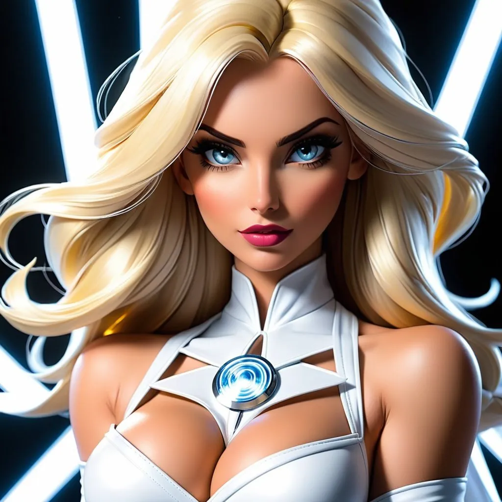 Prompt: Bimbo Emma frost  hypnotic