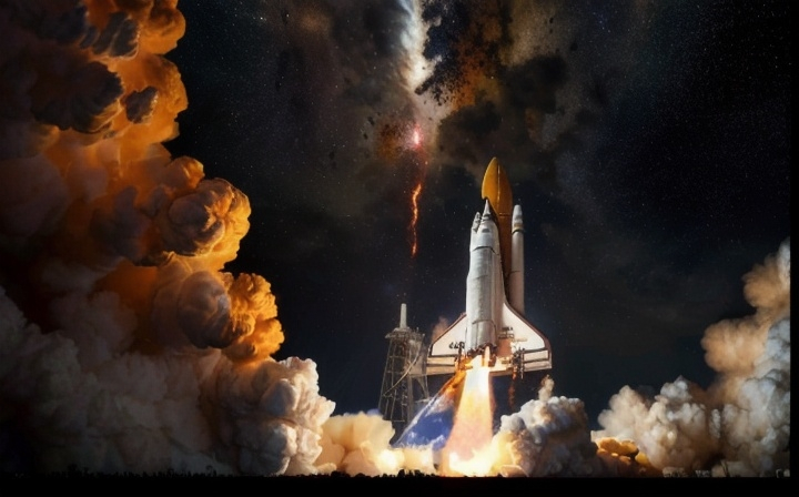 Prompt: space shuttle launch,