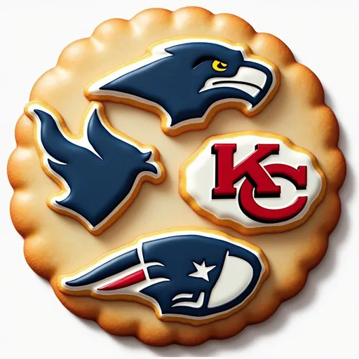 Prompt: Logo for a NFL brand cookie with team logos on them