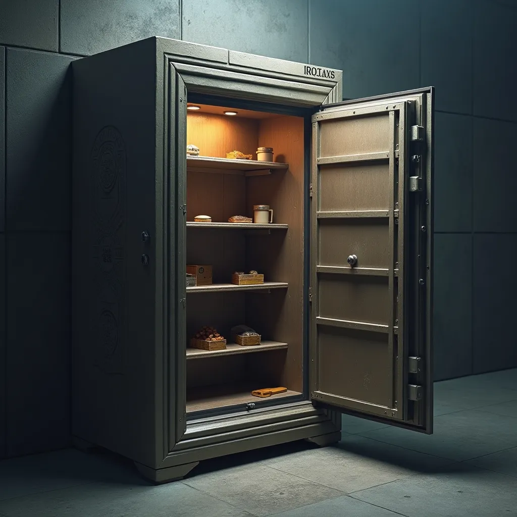 Prompt: a large safe in a bank