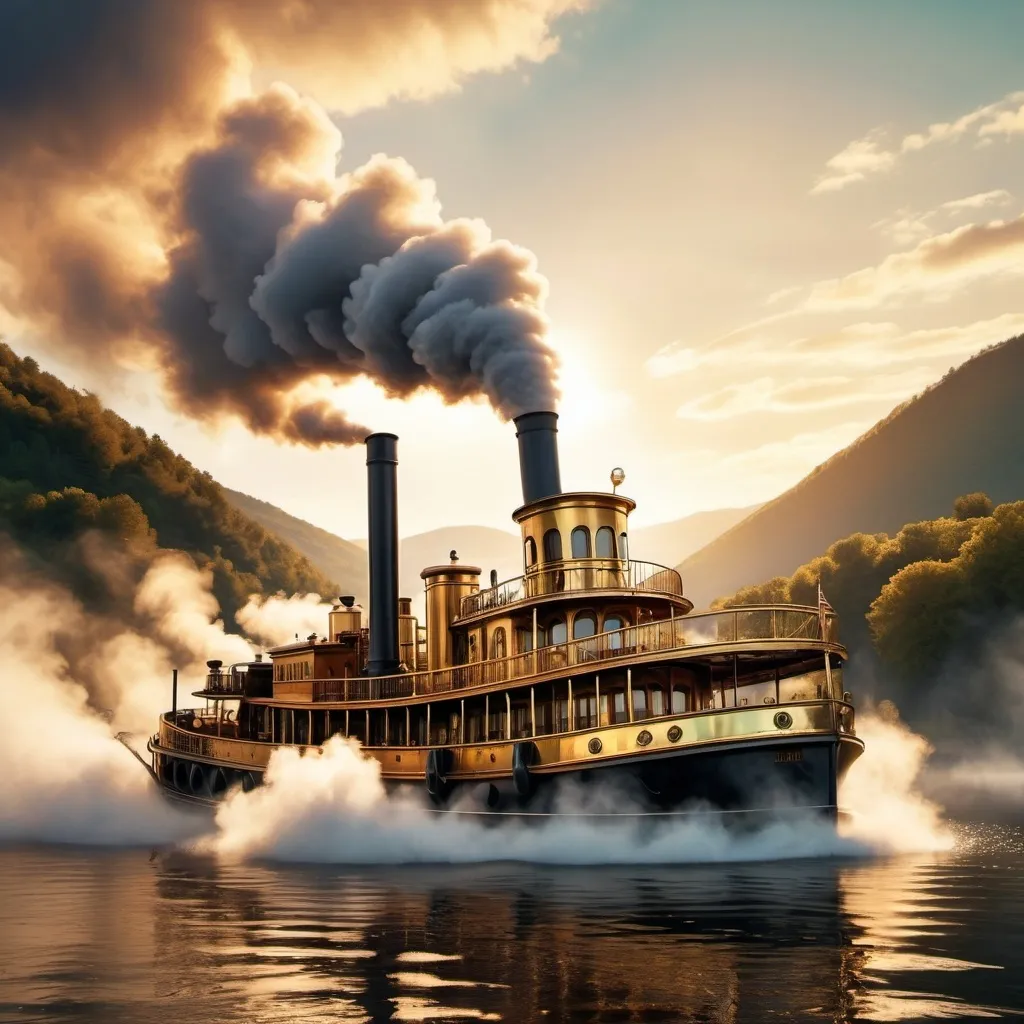 Prompt: steam boat