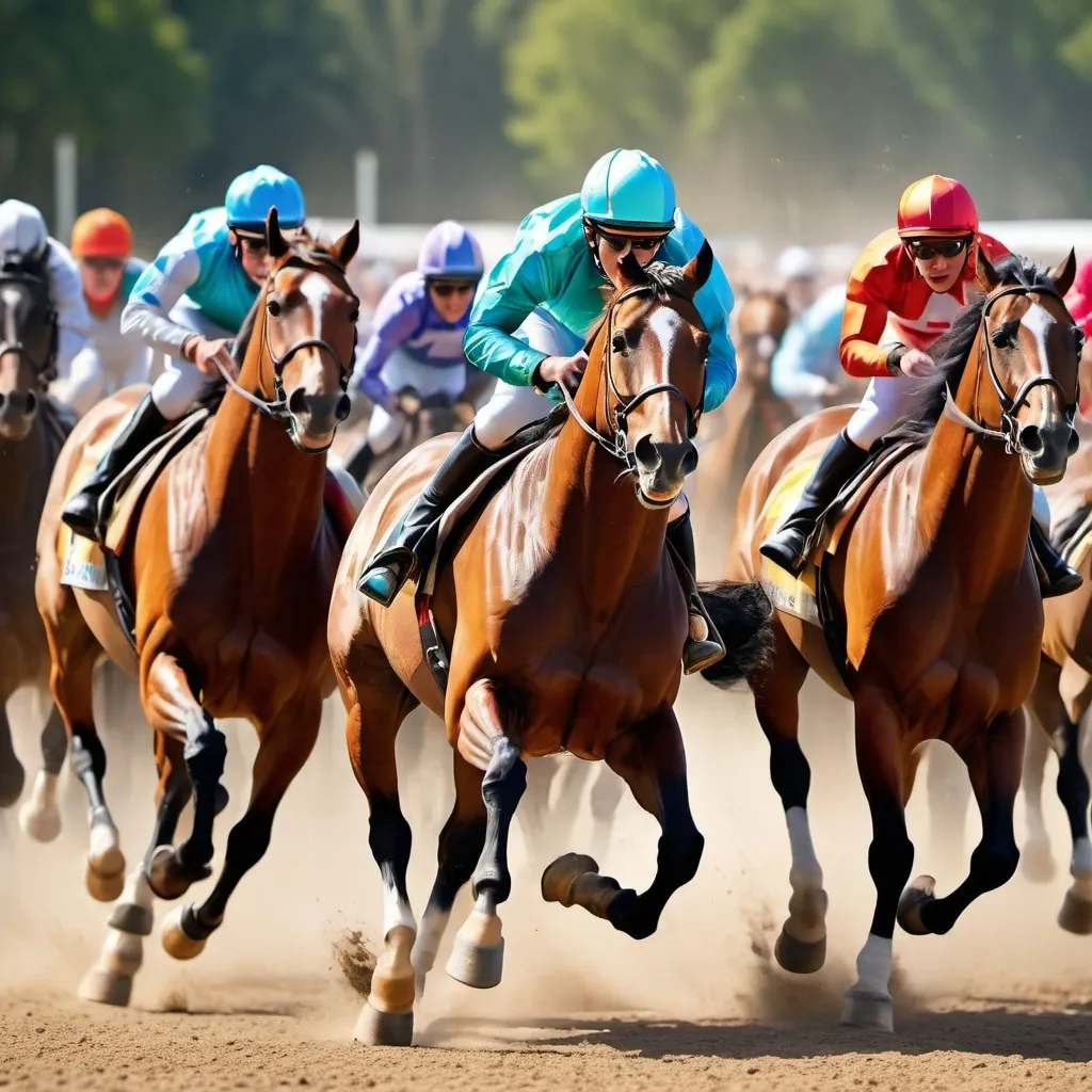 Prompt: horses racing