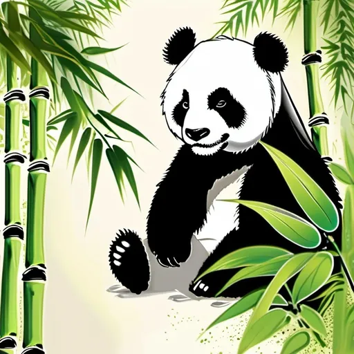 Prompt: chinese panda, bamboo,