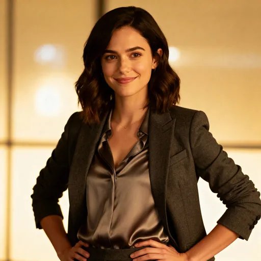 Prompt: An attratictive brunette woman in her middle 20s. intelligent, selfconfident