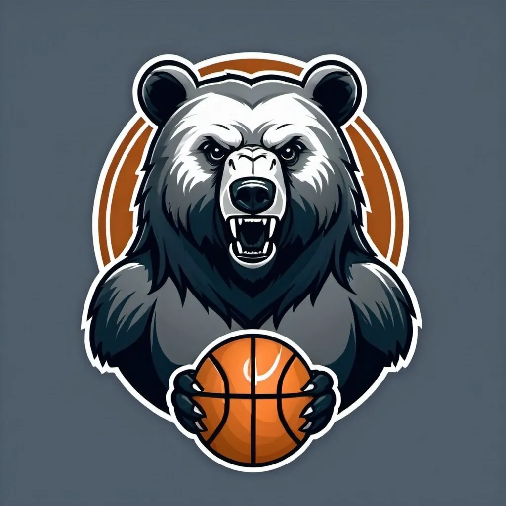 Prompt: Basketball team logo with bear 