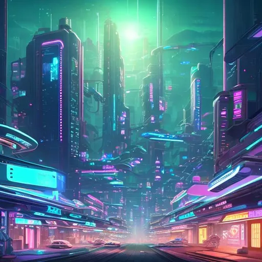 Prompt: A photo in a well-lighted futuristic city with a lot of buildings and neon lights.