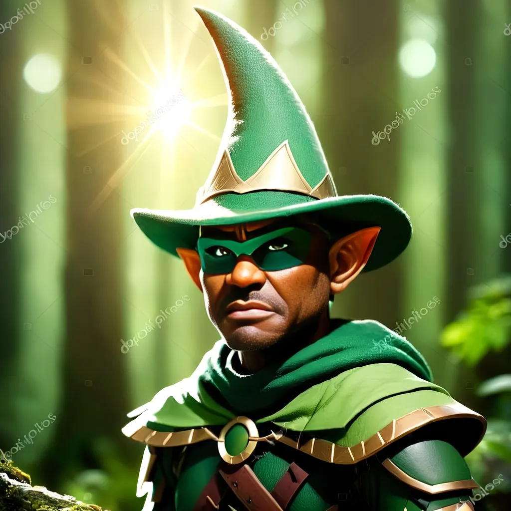 Prompt: Elf ranger in a mystical forest around sunlight