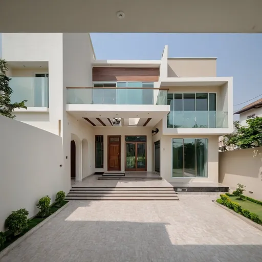 Prompt: 200 yards house for sale, modern architecture, spacious interiors, luxurious details, high quality, realistic, bright and airy, contemporary style, neutral color palette, professional photography, sunny and inviting atmosphere