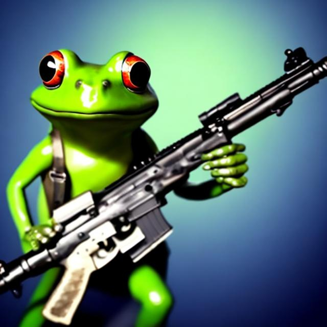 Prompt: a frog with AK-24