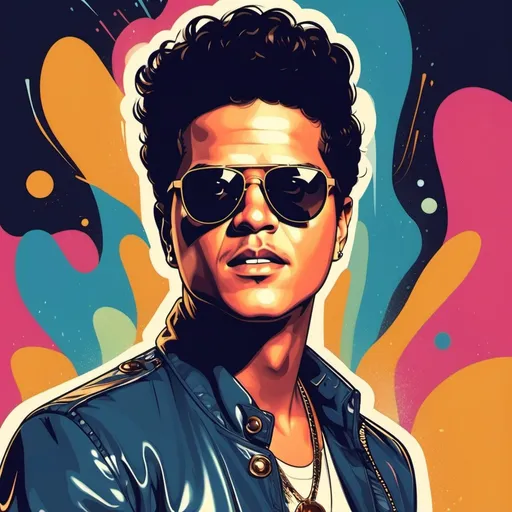 Prompt: hazme una ilustracion de bruno mars para la portada de una lista de sotify 
abstracta