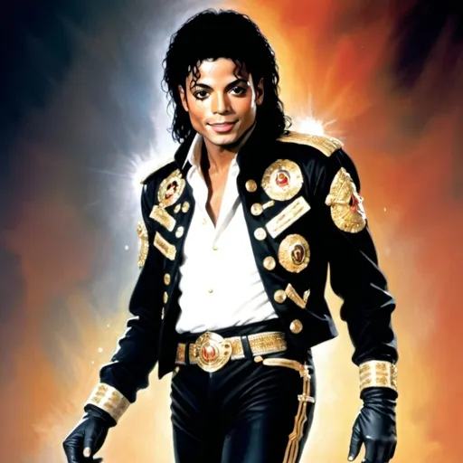 Prompt: hazme una ilustracion de michael jackson para una portada