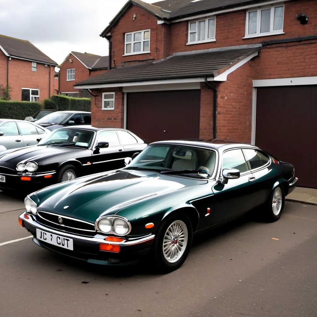 Prompt: A Jaguar XJS coupe with a Jaguar S Type front clip.