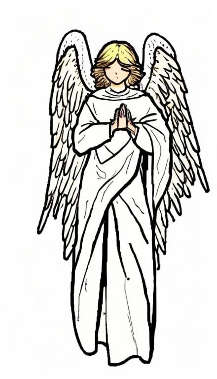 Prompt: Give me a cartoon drawing of a biblicly accurate angel with glowing eyes