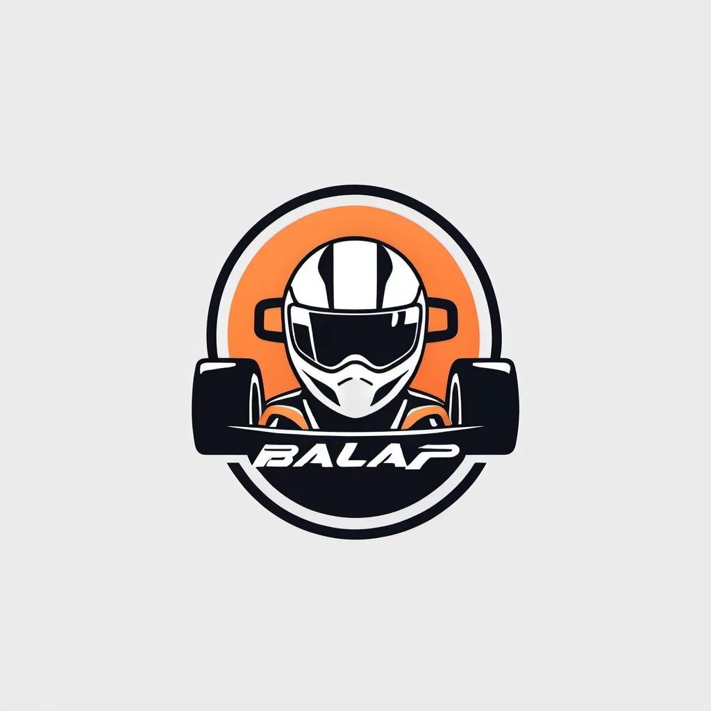 Prompt: a logo for a monthly kart race called "P Balap" using minimalist white stroke design