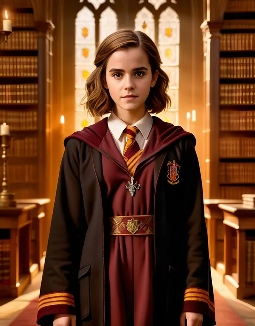 Prompt: Front View of Emma Watson as Hermione Granger
