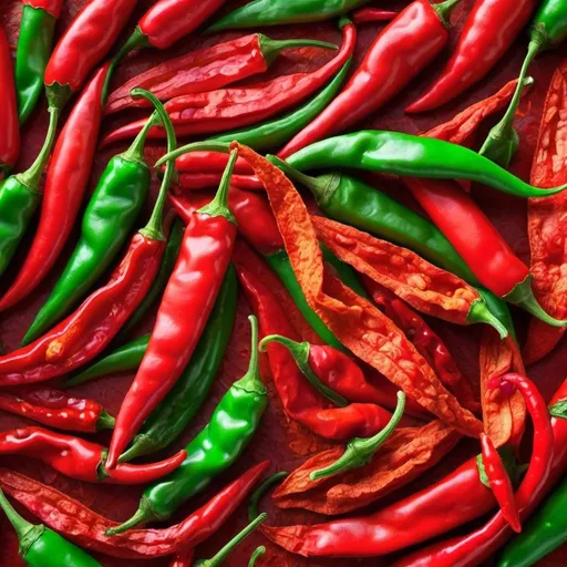 Prompt: very spicy, chilli paper, red green, hot