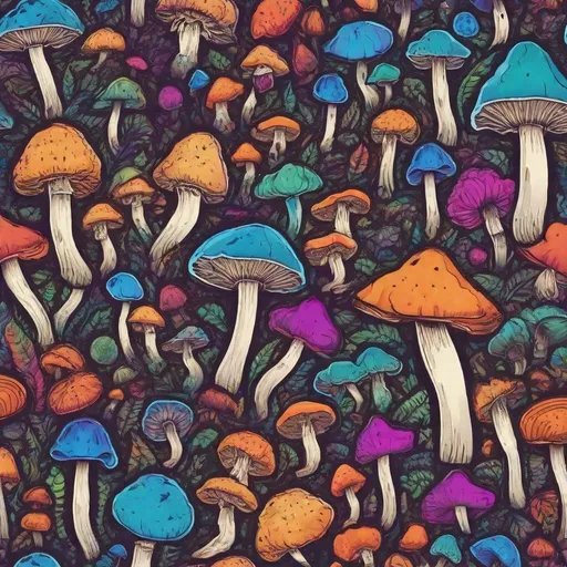 Prompt: Psychedelic mushrooms logo 