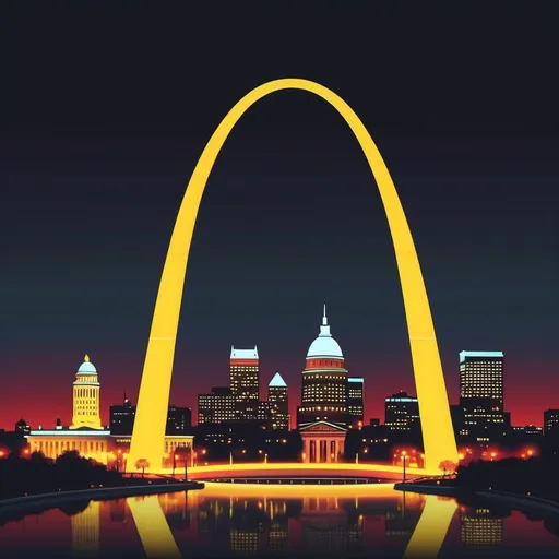 Prompt: simpsons style St.Louis Arch skyline