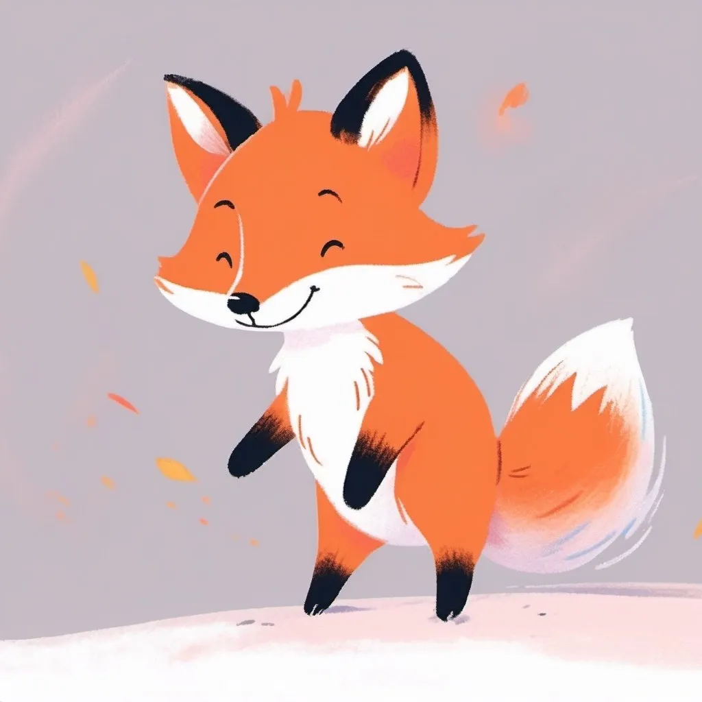 Prompt: white simple background, fox, skipping away