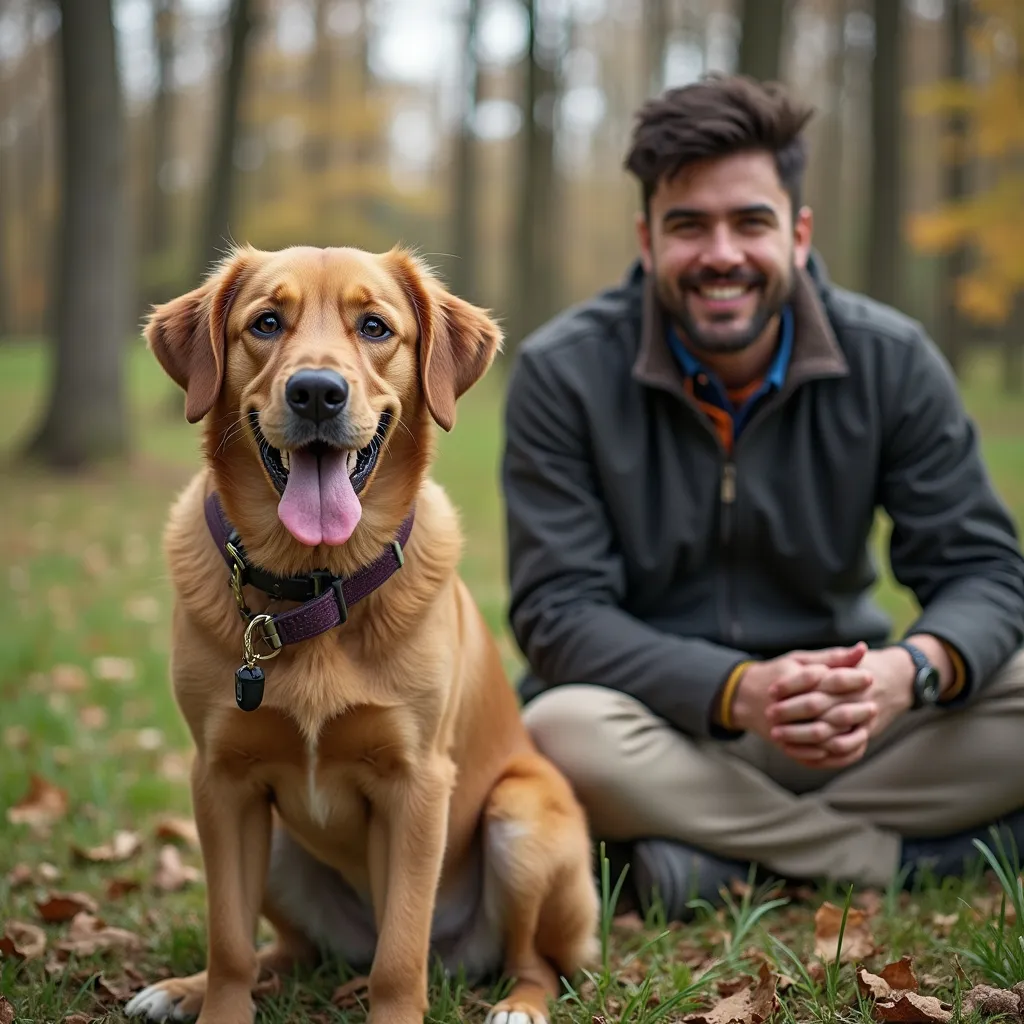 Prompt: A dog with a man 