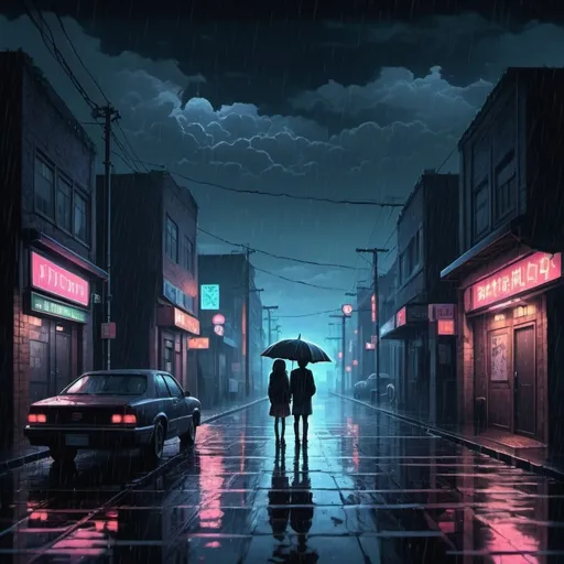 Prompt: Pixel art psycho puzzle epic album cover for a epic soundtrack anime style rain dark sad