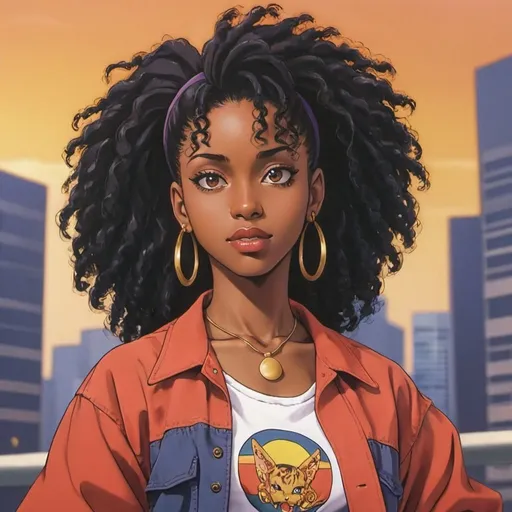 Prompt: 90s anime black woman