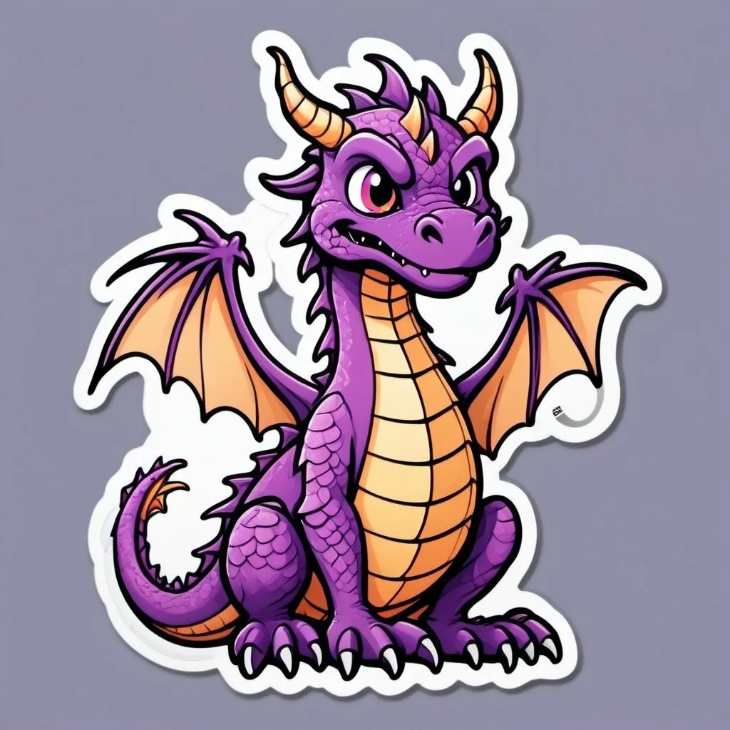 Prompt: cartoon-style purple dragon