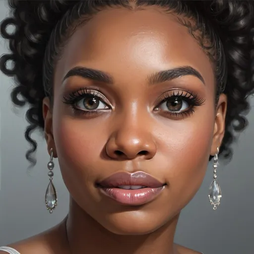 Prompt: a pretty black woman, portrait, realistic, long eyelashes