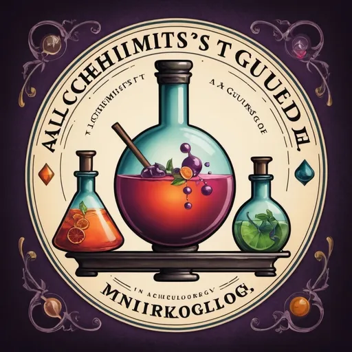 Prompt: I need an image that represents a online course entitled The Alchemists Guide to Mixology. in the logo style
