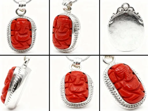 Prompt: i have one photo of coral ganesh pendant can you give me 5 angle photo for amazon listing
