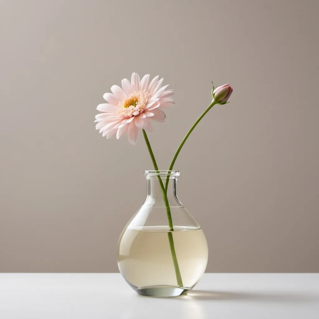 Prompt: 
Transform Your Life: Discover the Power of Minimalism! The image features a minimalist scene with soft colors and simple elements: a single flower in an empty vase, illuminated by gentle natural light. In the background, clean lines and empty spaces suggest serenity and clarity. The prominent text reads 'Minimalism: Find Peace in Simplicity.' The soft contrast and minimalist composition capture the essence of the theme, inviting viewers to explore the benefits of a simpler, more intentional lifestyl